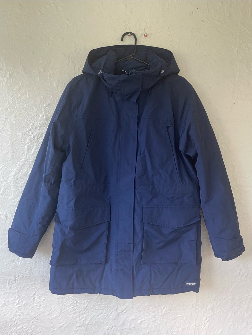 Lands’ End Navy Blue Hooded Utility Parka Jacket Women’s; M 10/12
